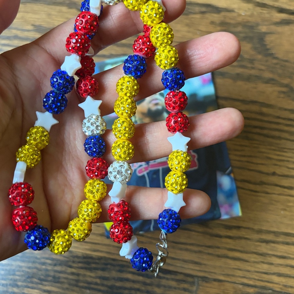 Ronald Acuna Jr. Beaded Atlanta Braves Bling Necklace - Picture 3 of 5